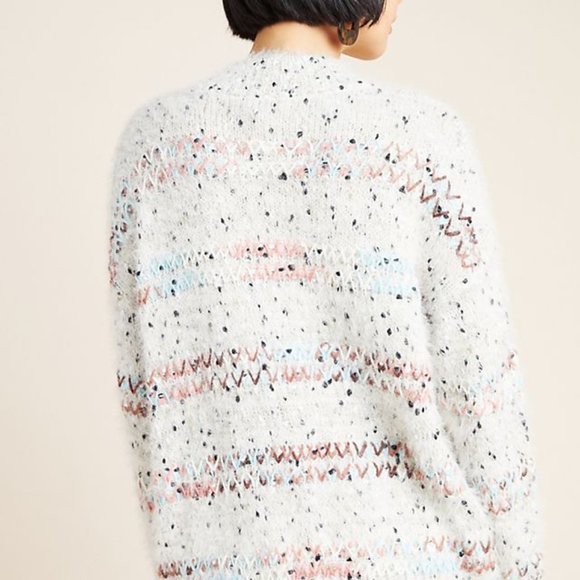 Anthropologie White and Pink Patterned Sweater - Picture 6 of 12